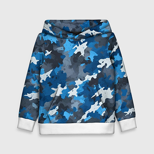 Детская толстовка Синий армейский камуфляж / 3D-Белый – фото 1