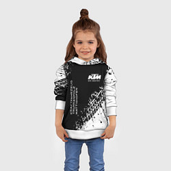 Толстовка-худи детская KTM - следы от шин, цвет: 3D-белый — фото 2
