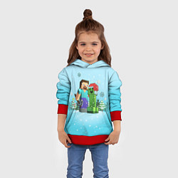 Толстовка-худи детская Minecraft - New Year, цвет: 3D-красный — фото 2