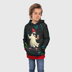 Толстовка-худи детская Парень в костюме приведения на скейте, цвет: 3D-красный — фото 2