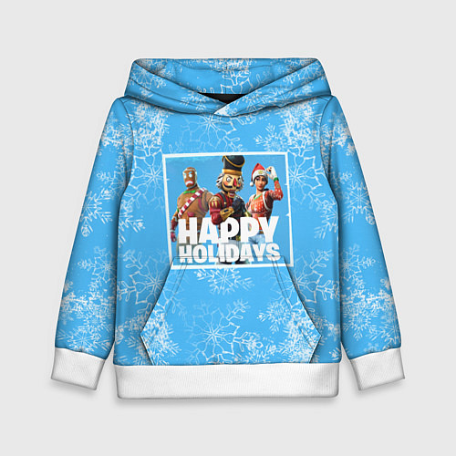 Детская толстовка Happy Holidays - Fortnite Ginger Gunner и Щелкунчи / 3D-Белый – фото 1