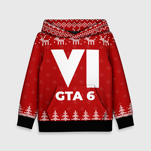 Детская толстовка Новогодний GTA 6 с оленями / 3D-Черный – фото 1