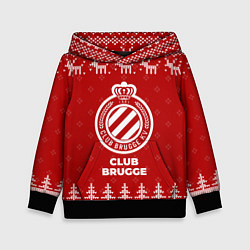 Толстовка-худи детская Новогодний Club Brugge с оленями, цвет: 3D-черный