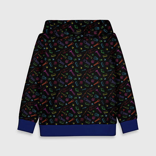 Детская толстовка Паттерн с разноцветными радиодеталями / 3D-Синий – фото 1