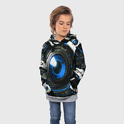 Толстовка-худи детская Синяя сфера киберпанк, цвет: 3D-меланж — фото 2