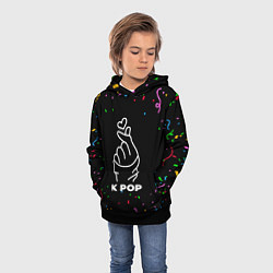 Толстовка-худи детская K Pop конфети, цвет: 3D-черный — фото 2