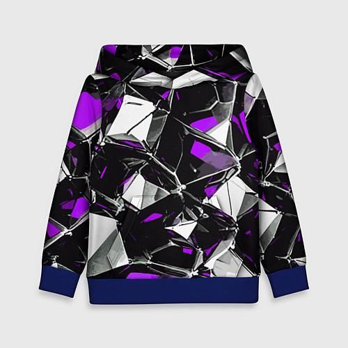 Детская толстовка Фиолетово-белый паттерн на чёрном фоне / 3D-Синий – фото 1