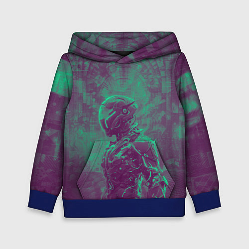 Детская толстовка Киборг в пурпурных тонах / 3D-Синий – фото 1