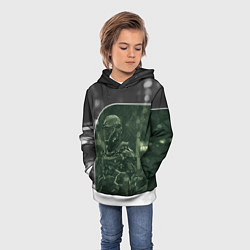 Толстовка-худи детская Киборг в серо-зелёных тонах, цвет: 3D-белый — фото 2
