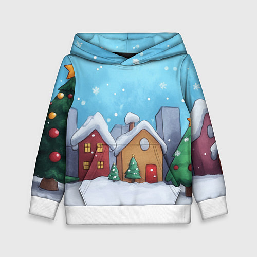 Детская толстовка Домики новогодние / 3D-Белый – фото 1