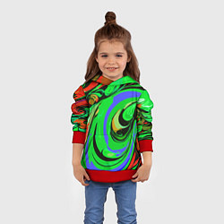 Толстовка-худи детская Красно-зелёный узор, цвет: 3D-красный — фото 2