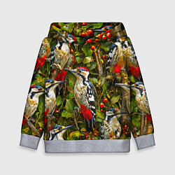 Толстовка-худи детская Дятлы, цвет: 3D-меланж