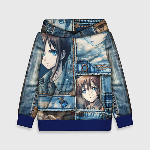 Детская толстовка Пэчворк с аниме / 3D-Синий – фото 1