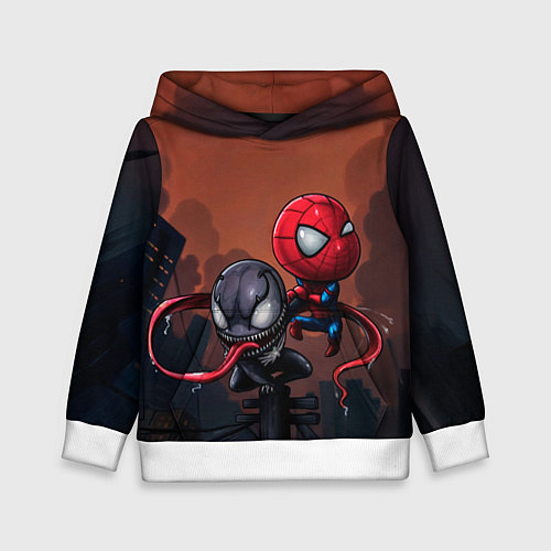 Детская толстовка Мини Человек паук и Веном / 3D-Белый – фото 1