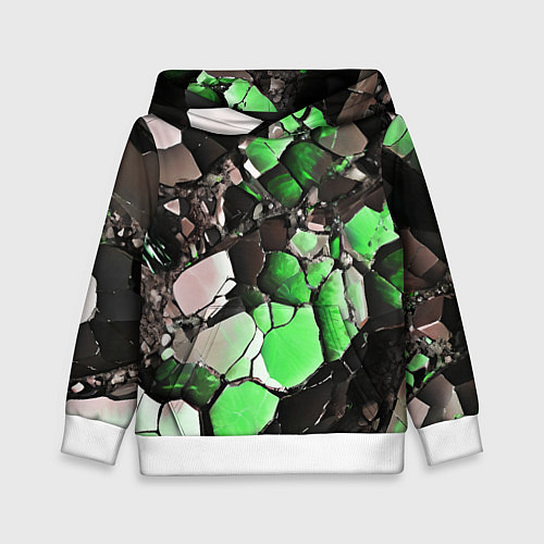 Детская толстовка Чёрно-зелёный камень / 3D-Белый – фото 1