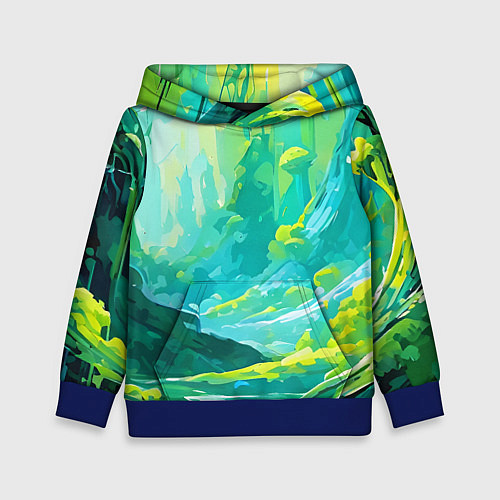 Детская толстовка Зелёная кислотная абстракция / 3D-Синий – фото 1