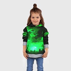 Толстовка-худи детская Кислотный зелёный закат, цвет: 3D-меланж — фото 2