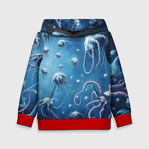 Детская толстовка Мир фантастических осьминогов / 3D-Красный – фото 1