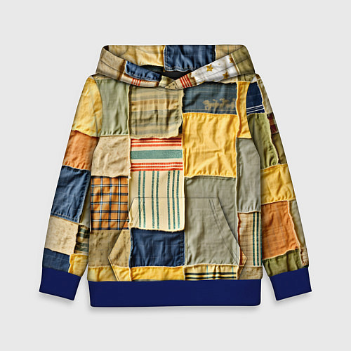 Детская толстовка Пэчворк в желтых оттенках / 3D-Синий – фото 1