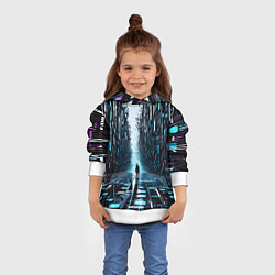 Толстовка-худи детская Человек в цифровом лесу, цвет: 3D-белый — фото 2