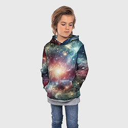 Толстовка-худи детская Космическая туманность, цвет: 3D-меланж — фото 2