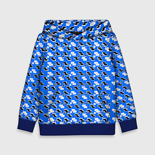 Детская толстовка Чёрно-белые фигуры на синем фоне / 3D-Синий – фото 1