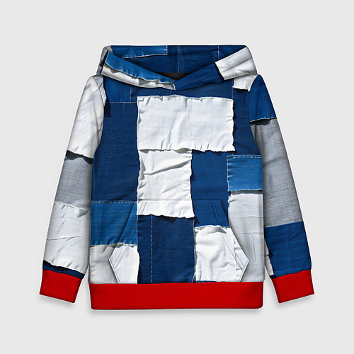 Детская толстовка Джинсовый пэчворк / 3D-Красный – фото 1