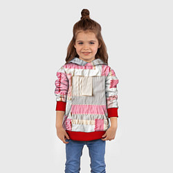 Толстовка-худи детская Розовый пэчворк, цвет: 3D-красный — фото 2