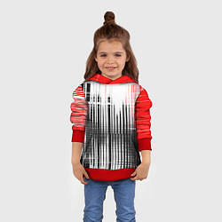 Толстовка-худи детская Красно-чёрный гранж на белом фоне, цвет: 3D-красный — фото 2