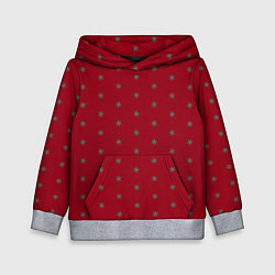 Толстовка-худи детская Голубые снежинки на рождественском красном, цвет: 3D-меланж