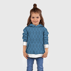 Толстовка-худи детская Синий абстрактный геометрический узор, цвет: 3D-белый — фото 2