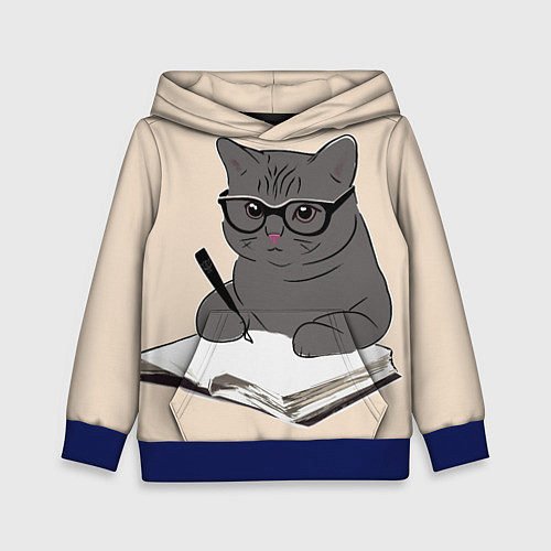 Детская толстовка Психолог кот / 3D-Синий – фото 1