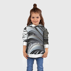 Толстовка-худи детская Полированный серебряный металл, цвет: 3D-белый — фото 2