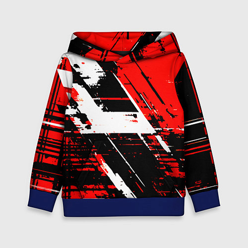 Детская толстовка Diagonal black and white stripes on a red backgrou / 3D-Синий – фото 1