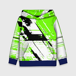 Толстовка-худи детская Diagonal black and green stripes on a white backgr, цвет: 3D-синий