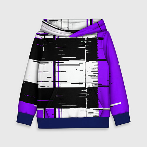 Детская толстовка Чёрные и фиолетовые полосы на белом фоне / 3D-Синий – фото 1