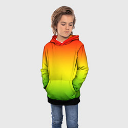 Толстовка-худи детская Градиент сочный красно-жёлто-зелёный, цвет: 3D-черный — фото 2