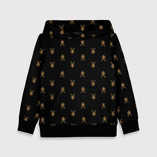 Детская толстовка Золотая маска кролика на черном / 3D-Черный – фото 1
