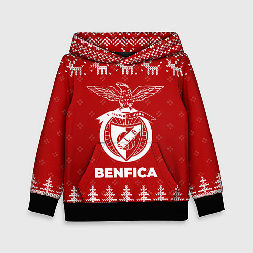 Детская толстовка Новогодний Benfica с оленями / 3D-Черный – фото 1