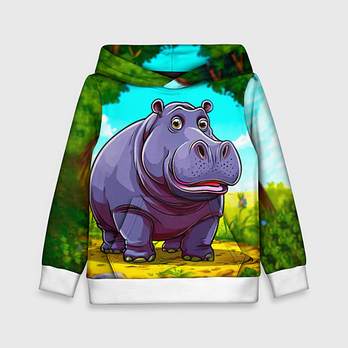 Детская толстовка Гиппопотамчик / 3D-Белый – фото 1