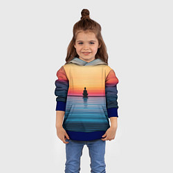 Толстовка-худи детская Медитация на закате, цвет: 3D-синий — фото 2
