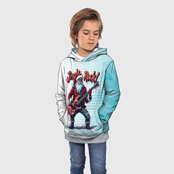 Толстовка-худи детская Санта играет на электрогитаре, цвет: 3D-меланж — фото 2