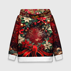 Детская толстовка Новогодний венок с пуансеттией - нейросеть