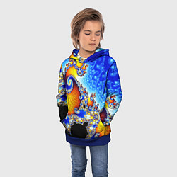 Толстовка-худи детская Фрактальный узор текстура синий, цвет: 3D-синий — фото 2