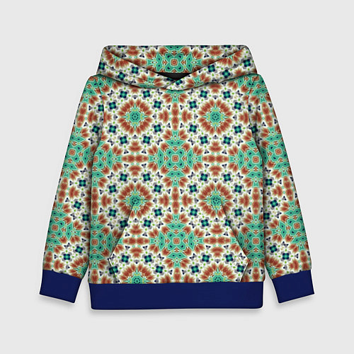 Детская толстовка Восточный пляжный орнамент зелено коричневый / 3D-Синий – фото 1