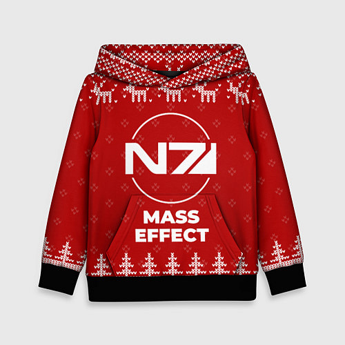 Детская толстовка Новогодний Mass Effect с оленями / 3D-Черный – фото 1