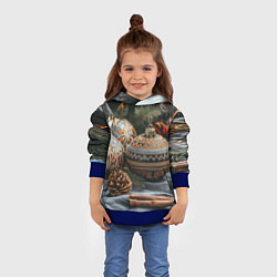 Толстовка-худи детская Новогодние шары и шишки, цвет: 3D-синий — фото 2