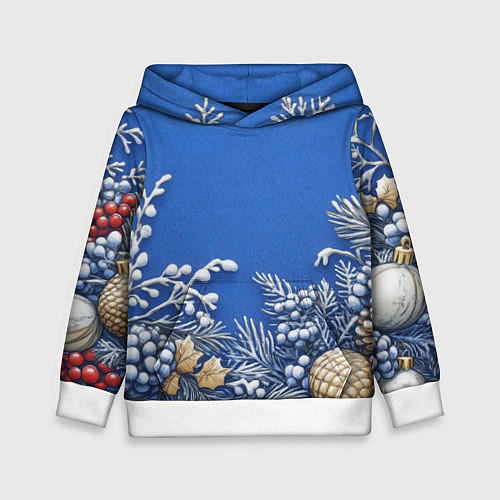 Детская толстовка Новогодние веточки / 3D-Белый – фото 1