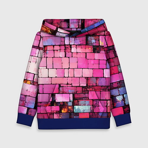 Детская толстовка Pink bricks / 3D-Синий – фото 1