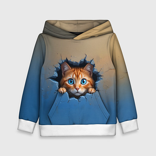 Детская толстовка Выглядывающий котенок / 3D-Белый – фото 1